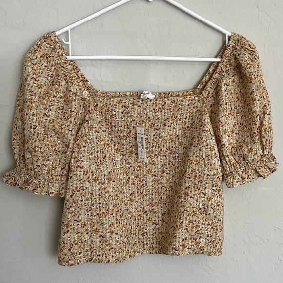 Madewell Hopewell Puff Sleeve Floral Crop Top NWT Size Small - Picture 5 of 7